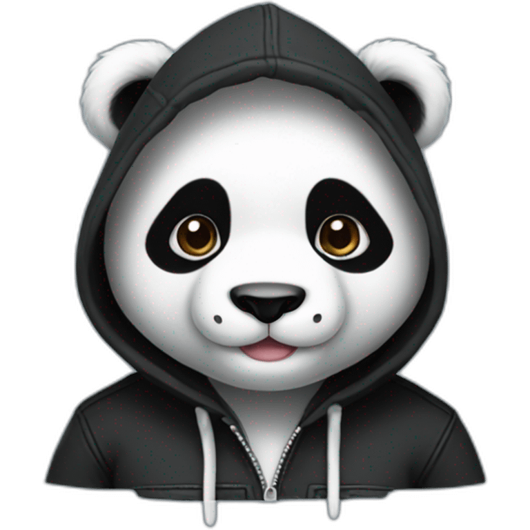 panda wearing bkack hoodie and jeans and black shoes emoji