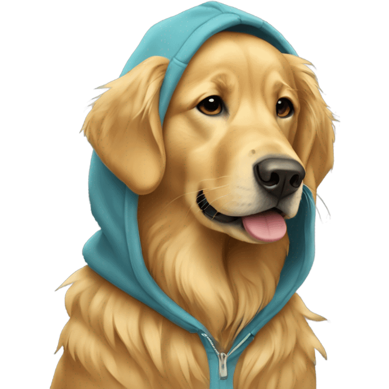 Golden retriever wearing hoodie emoji