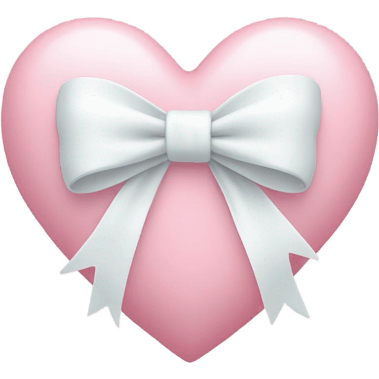 Pastel pink heart with white bow emoji