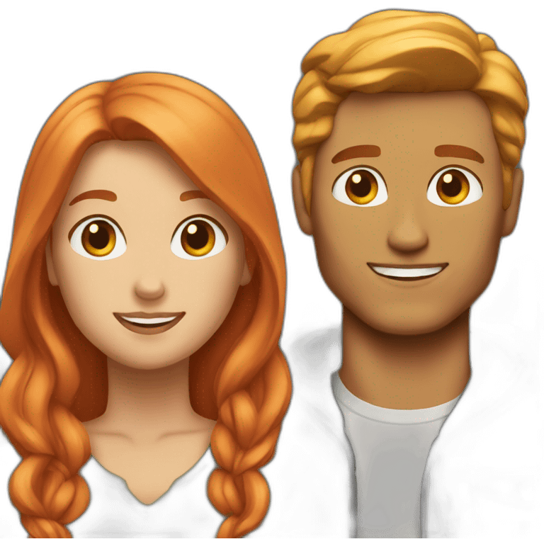 couple blondman cap and woman redhair emoji