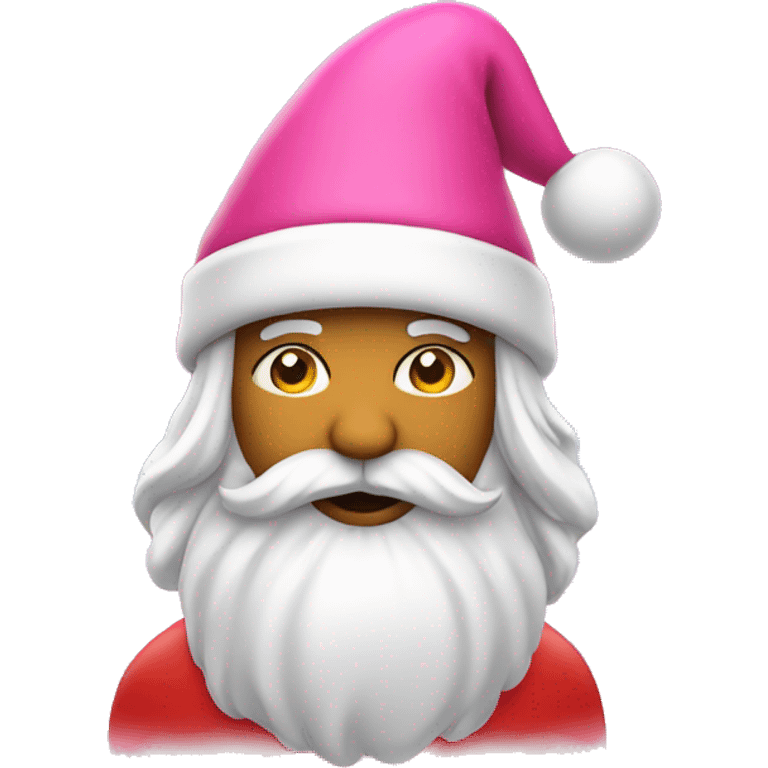 Santa with pink hat + rainbow on the background emoji