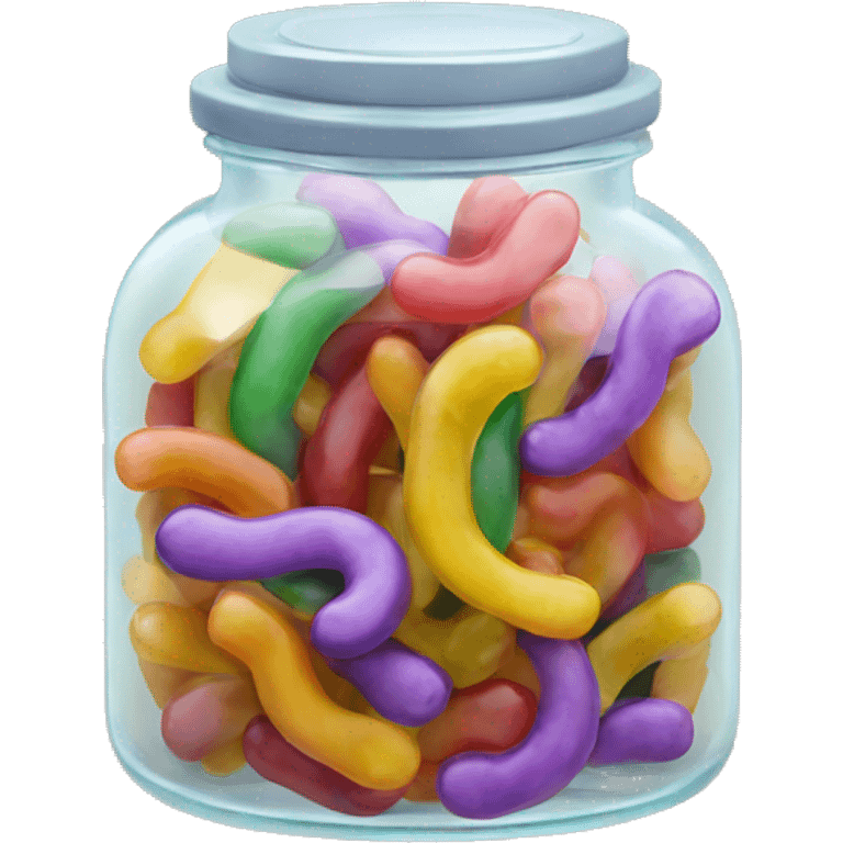 small gummy worms in a jar emoji