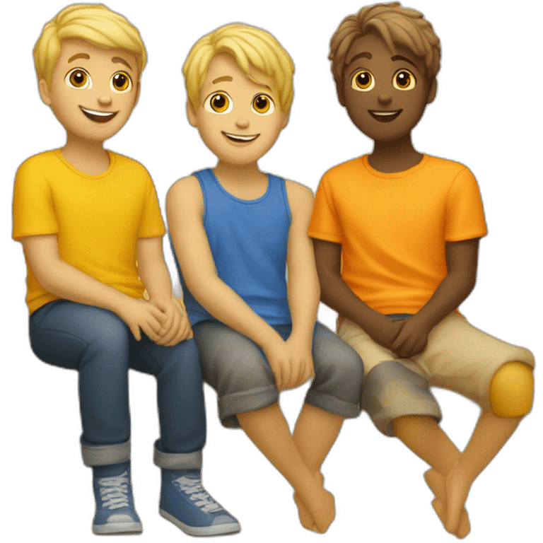 three-little-yellow-boys-with-blonde-hair-sitting-in-a-yellow-and-orange-lake emoji