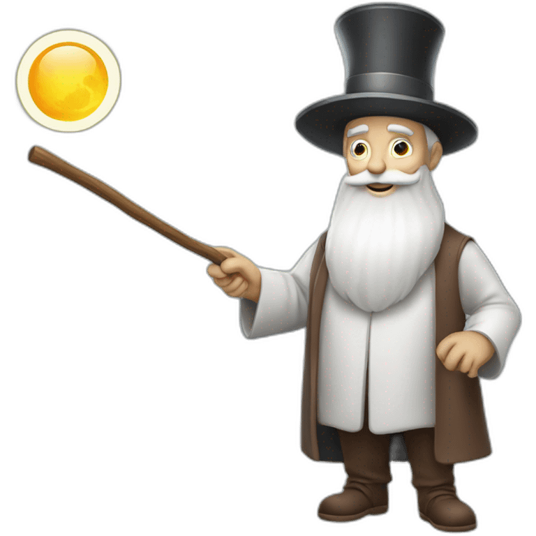 old magician with his magic stick and long white beard emoji