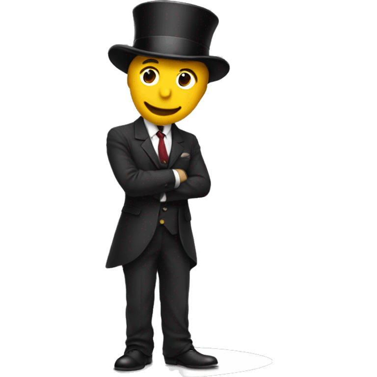 man in a suit and tophat bowing as if on stage emoji