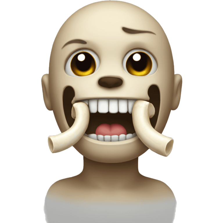 Emoji with bone in mouth emoji