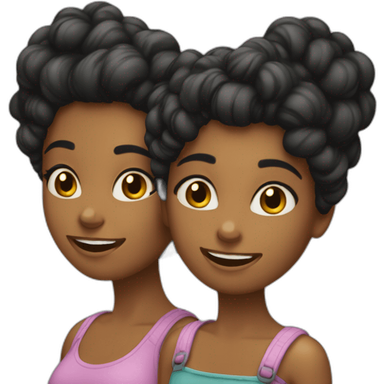 Dos chicas de pelo rizado abrazo emoji