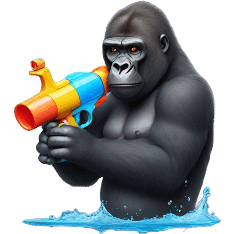 Gorilla with water gun emoji