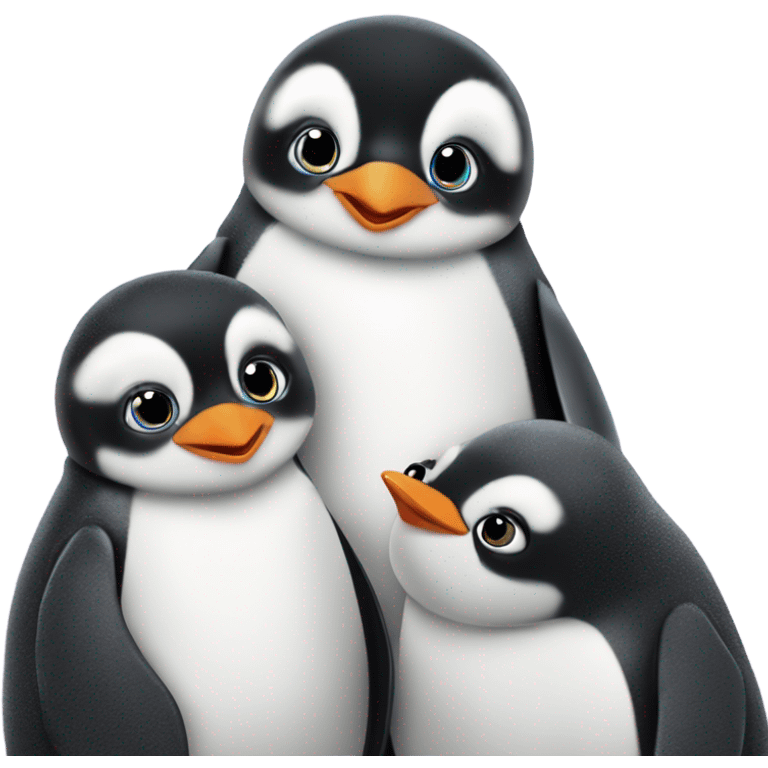 Cute mommy penguin with her three cute baby penguins  emoji