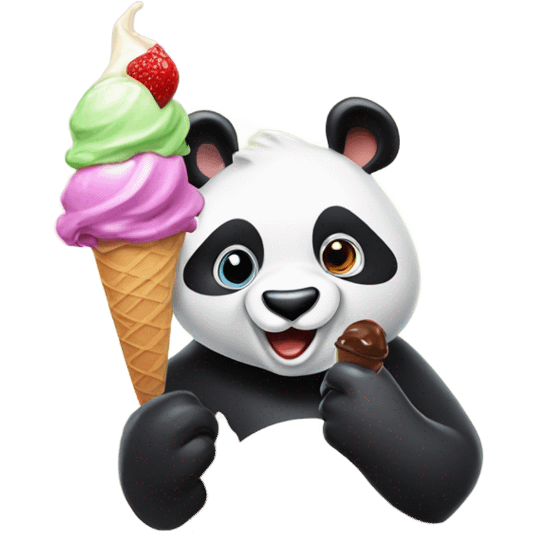 Panda eating ice cream emoji