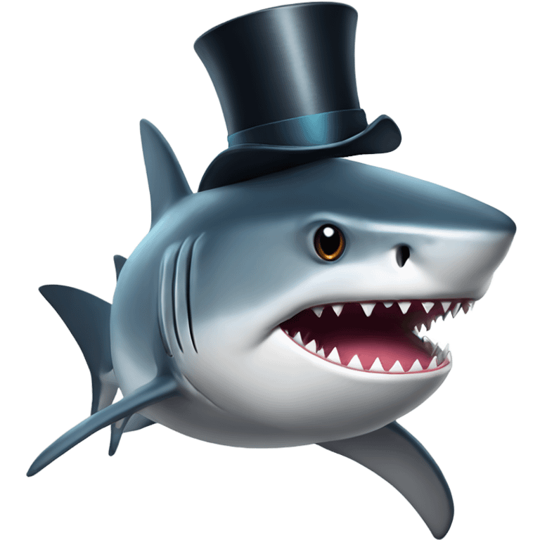 Shark with a top hat emoji