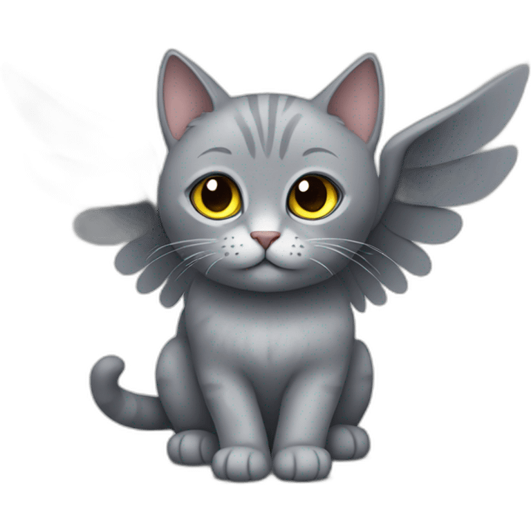 gray cat with wings emoji