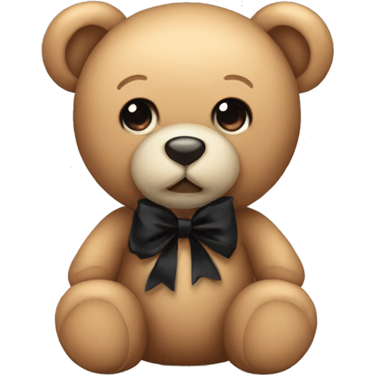 Cute teddy bear with black bow emoji