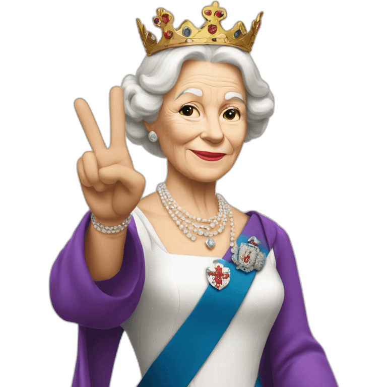 queen of england doing peace sign emoji