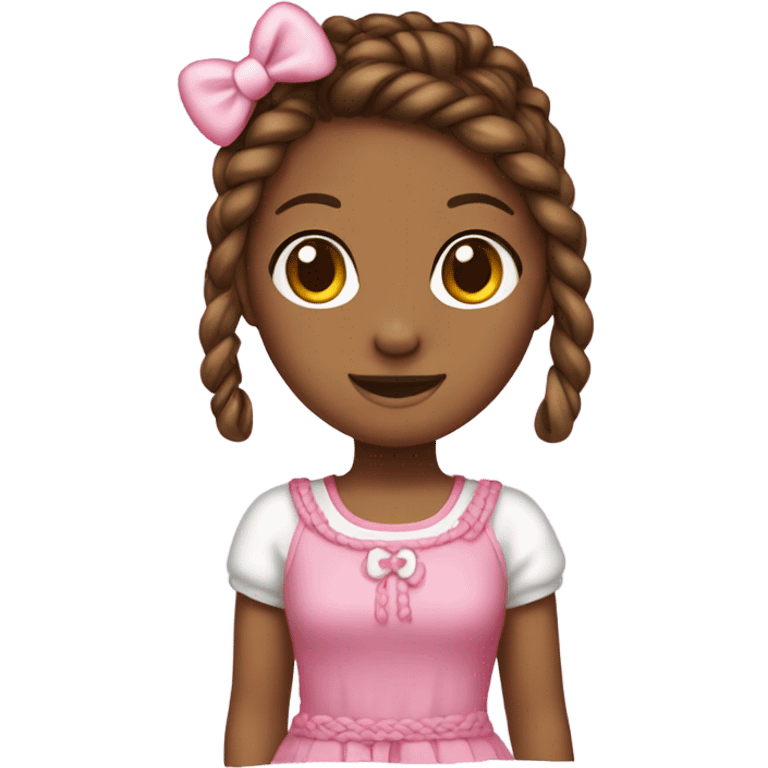 Brown skin hello kitty with braids emoji