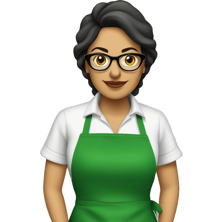 mexican lady green apron  with glasses cooking tacos emoji