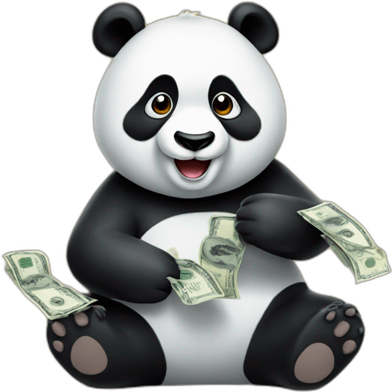 Panda playing with money emoji