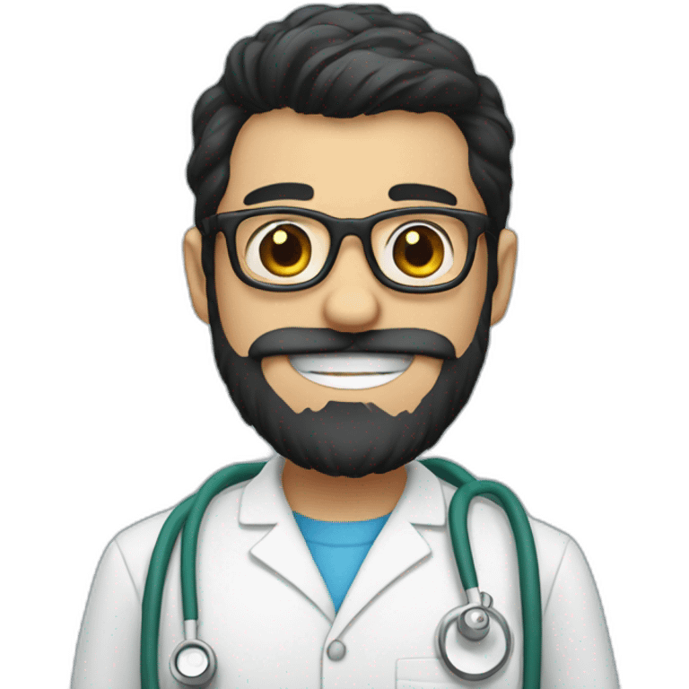 Dental Student with a black beard and glasses emoji