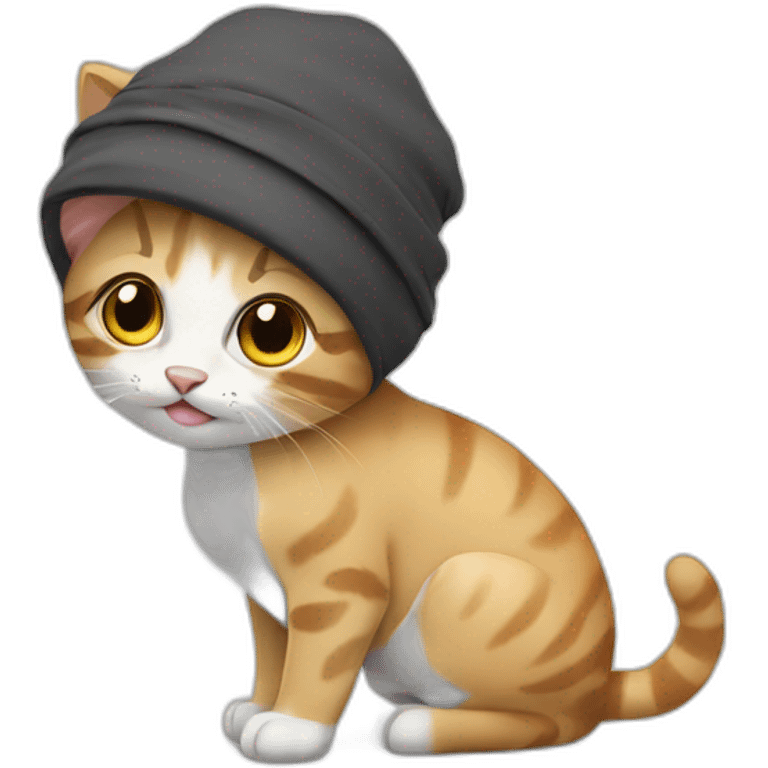 Cute cat with durag hat emoji