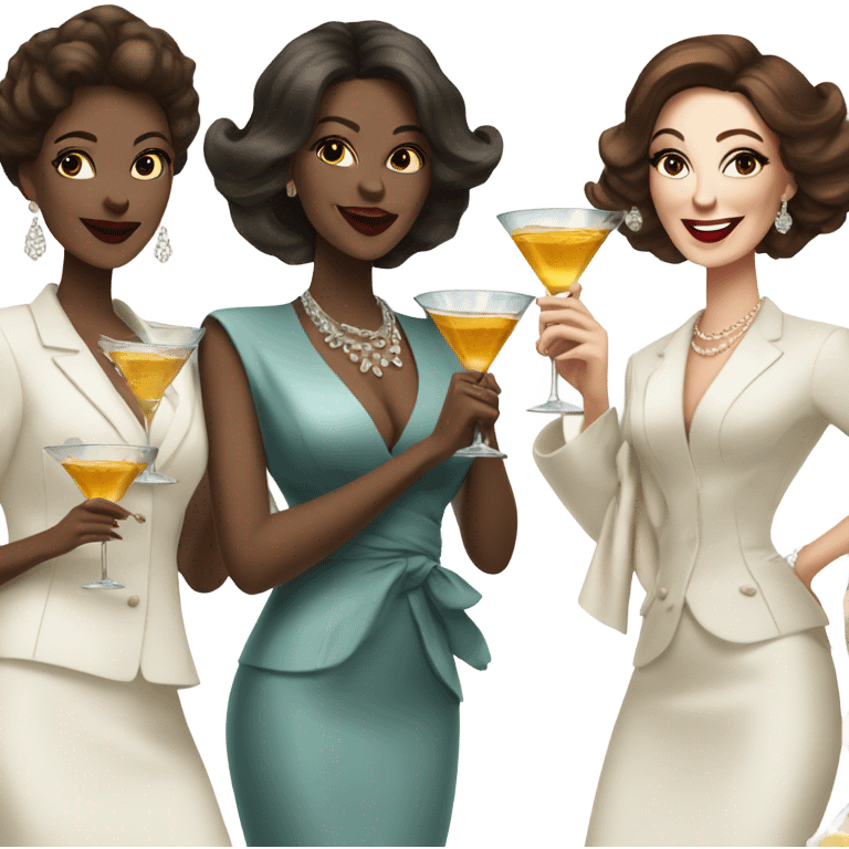 rich white women friends sipping martinis brunettes emoji