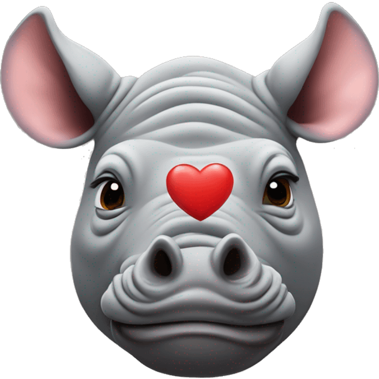 Rhino with hearts around him  emoji