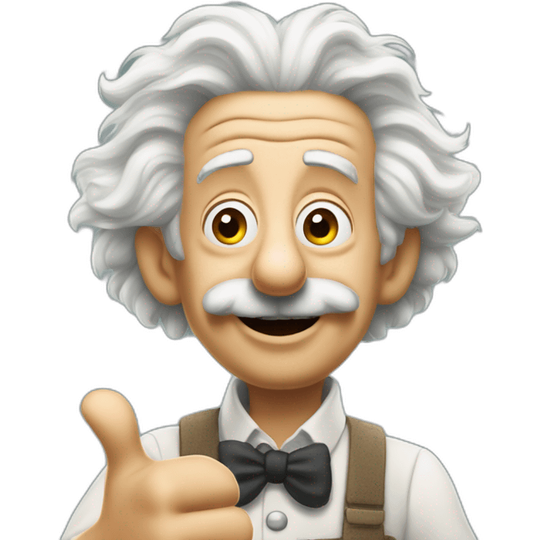 albert einstein with one thumbs up in Pixar style emoji