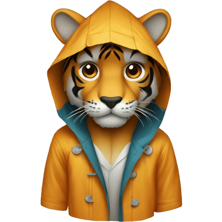 Tiger in a raincoat emoji