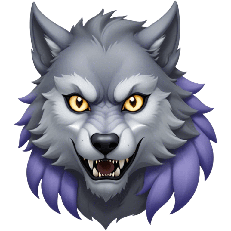 Cinematic Noble Werewolf Portrait Emoji, Formidable and majestic, with a powerful lupine silhouette in moonlit grays and silvers, featuring piercing, wise eyes and a dignified snarl that hints at untamed strength, simplified yet intricately detailed, glowing with a soft, lunar outline that encapsulates the noble duality of feral instinct and loyal guardianship! emoji