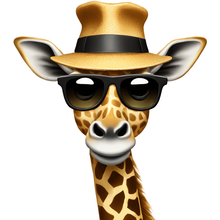 Giraffes with sunglasses and brim hat emoji