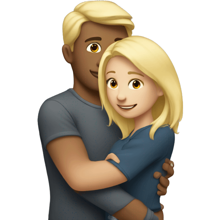 blonde girl hugs a guy emoji