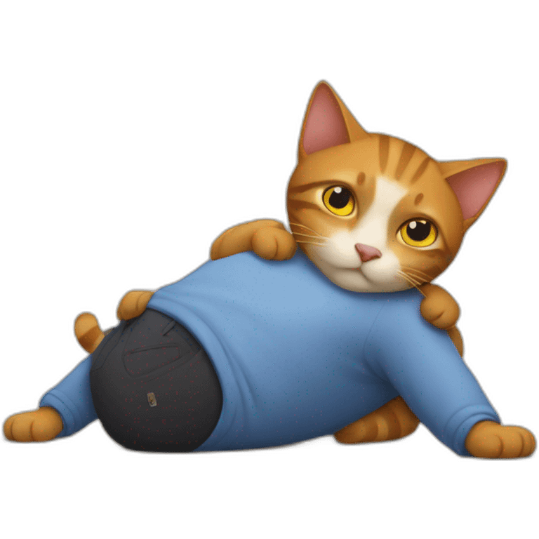 Cat on belly's man emoji