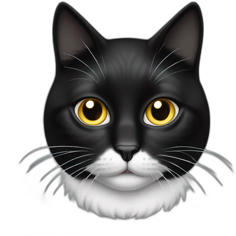 Round black white cat  emoji