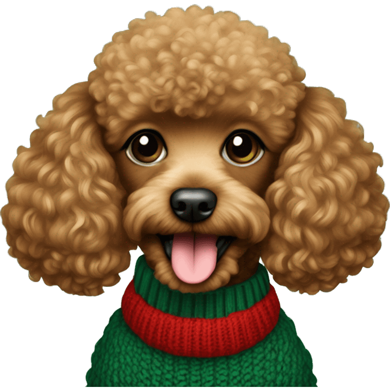 Red toy poodle in emerald green sweater emoji