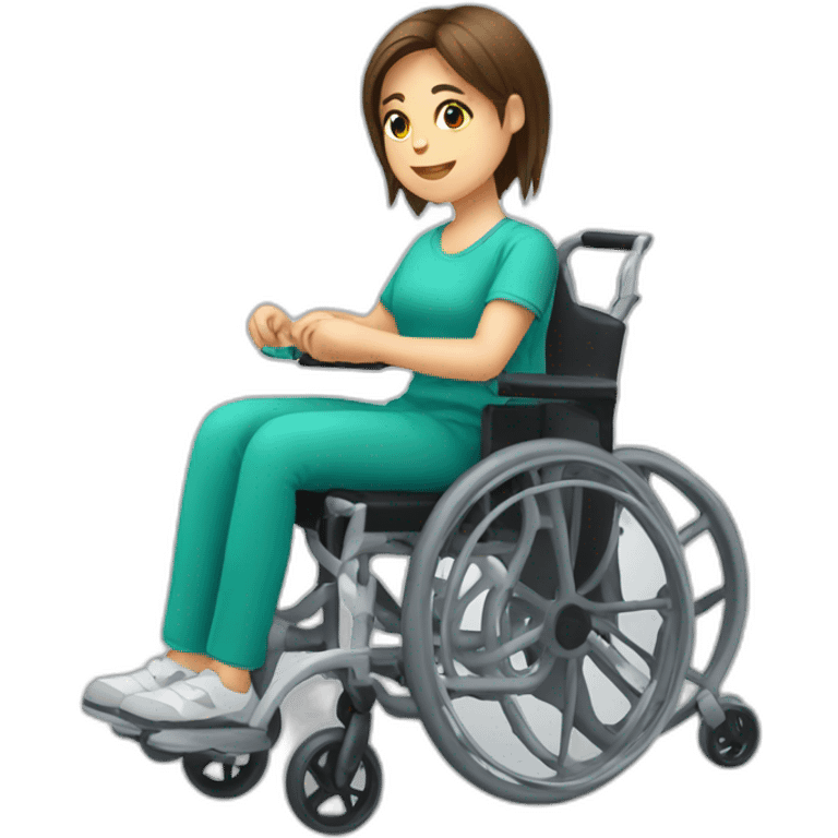 girl in wheelchair doing physiotherapy emoji