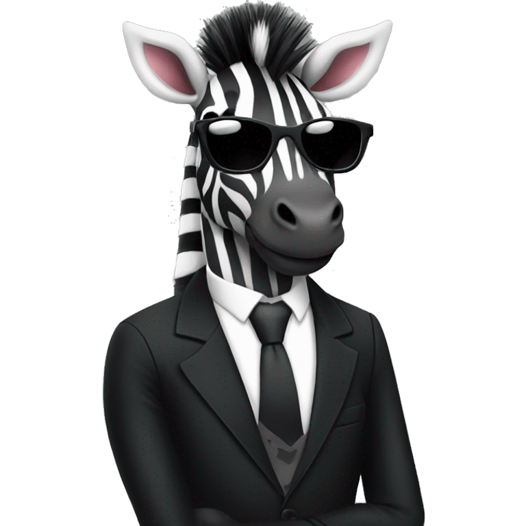 cool zebra in a black suit with sunglasses, looking sideways emoji