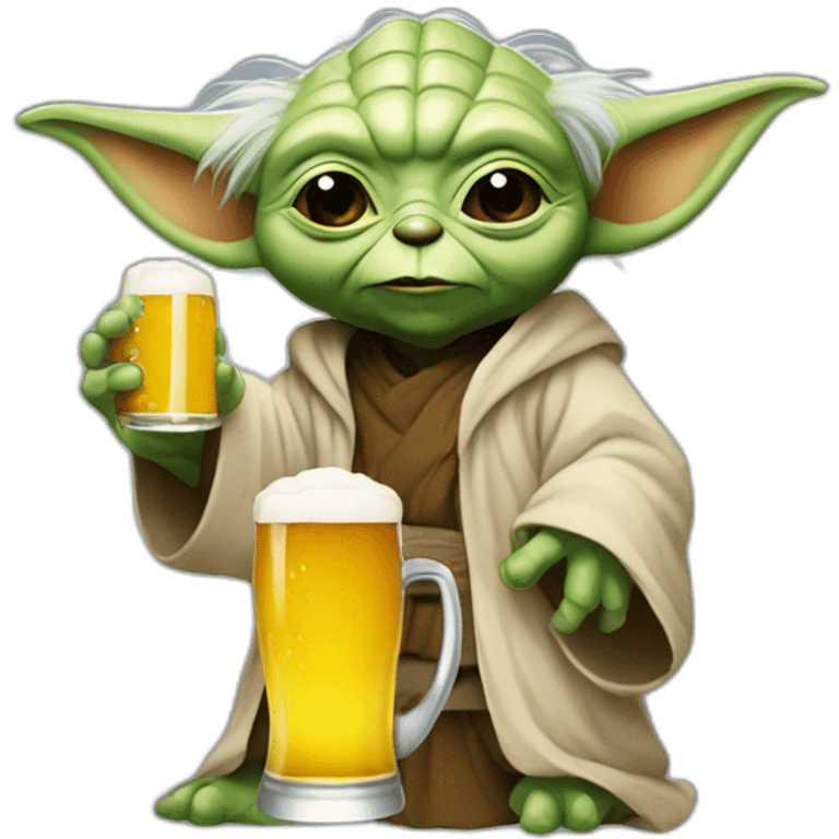 Yoda with a beer emoji