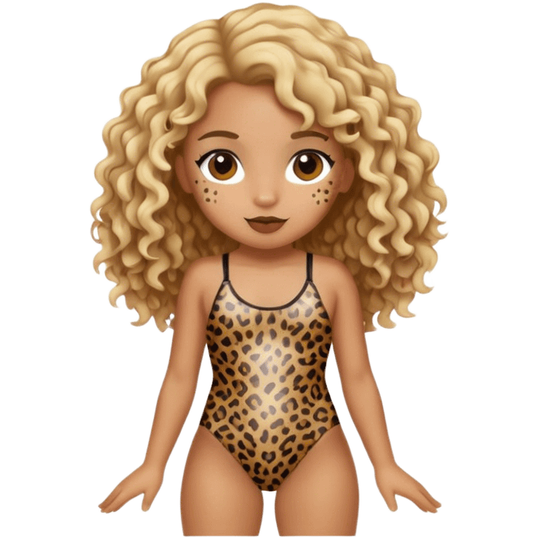 Leopard swimsuit blond girl with brown curly hair emoji