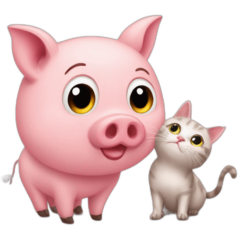 Pig and cat  emoji