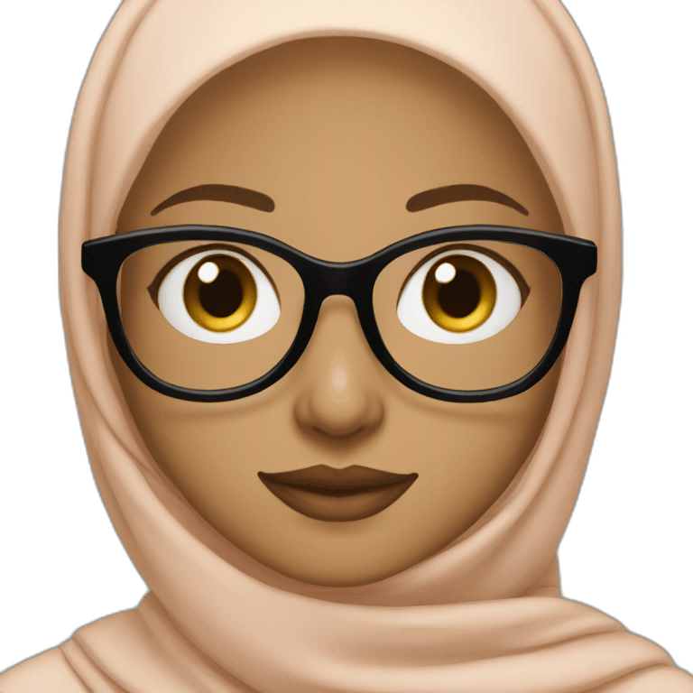 A hijabi girl with light skin wearing black glasses emoji