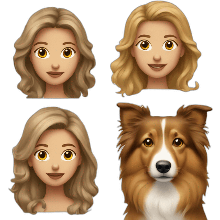 light-broun hair yong woman and a sheltie emoji