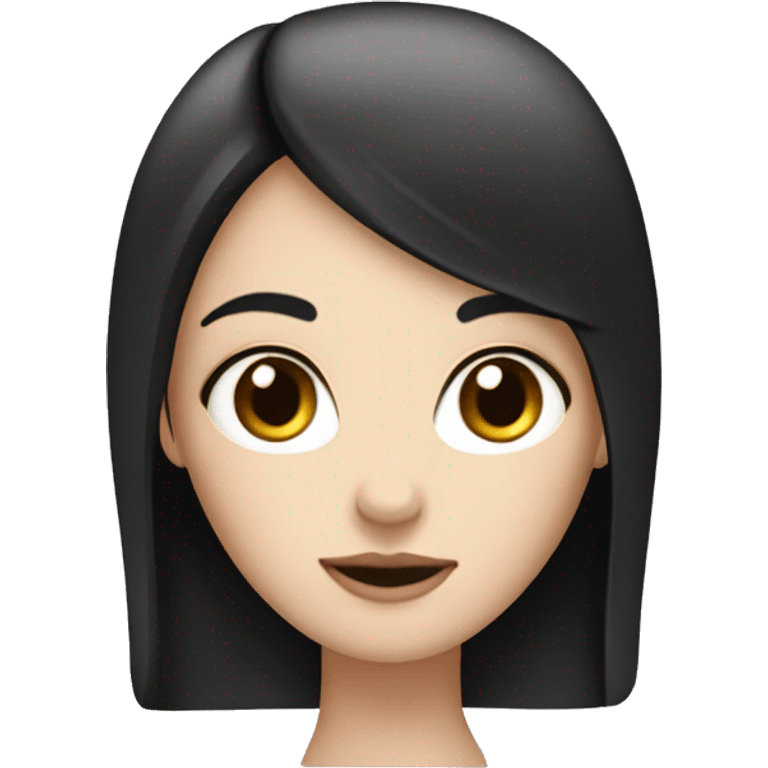 white girl with black hair and bang emoji