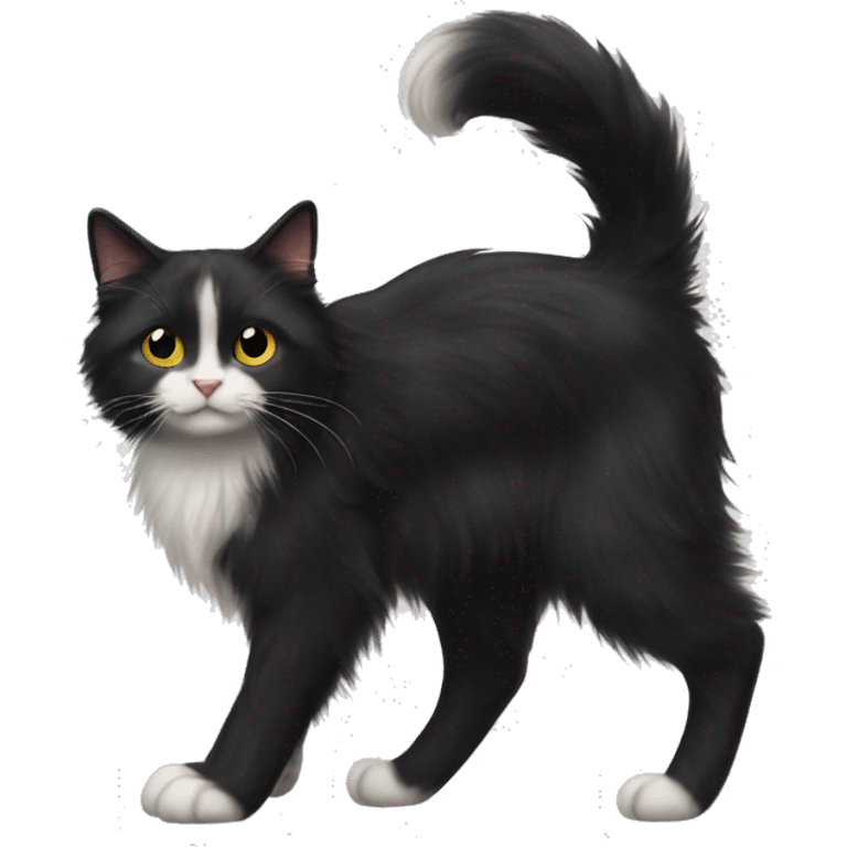 long haired tuxedo cat emoji