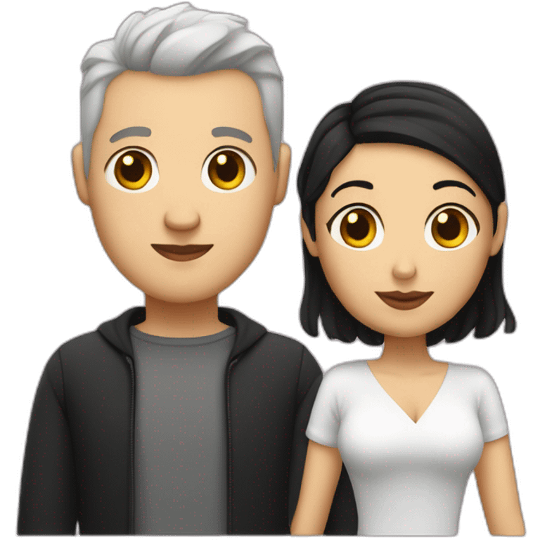 love couple a white man with black buzz cut and a matt woman with wavy dark hair emoji