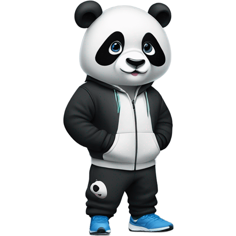 Panda doing the Griddy with a Nike tech fleece hoodie and trousers  emoji