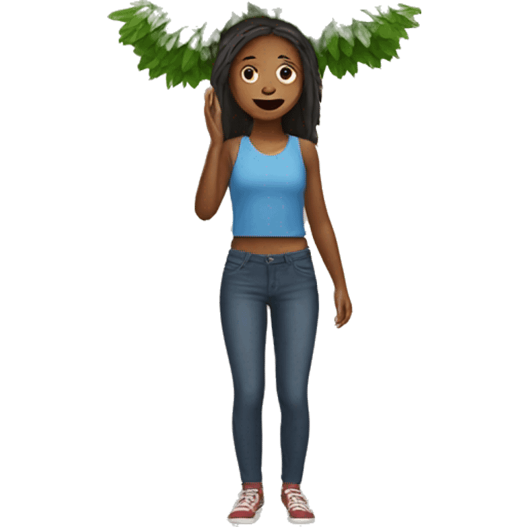 Girl with tree on her head emoji