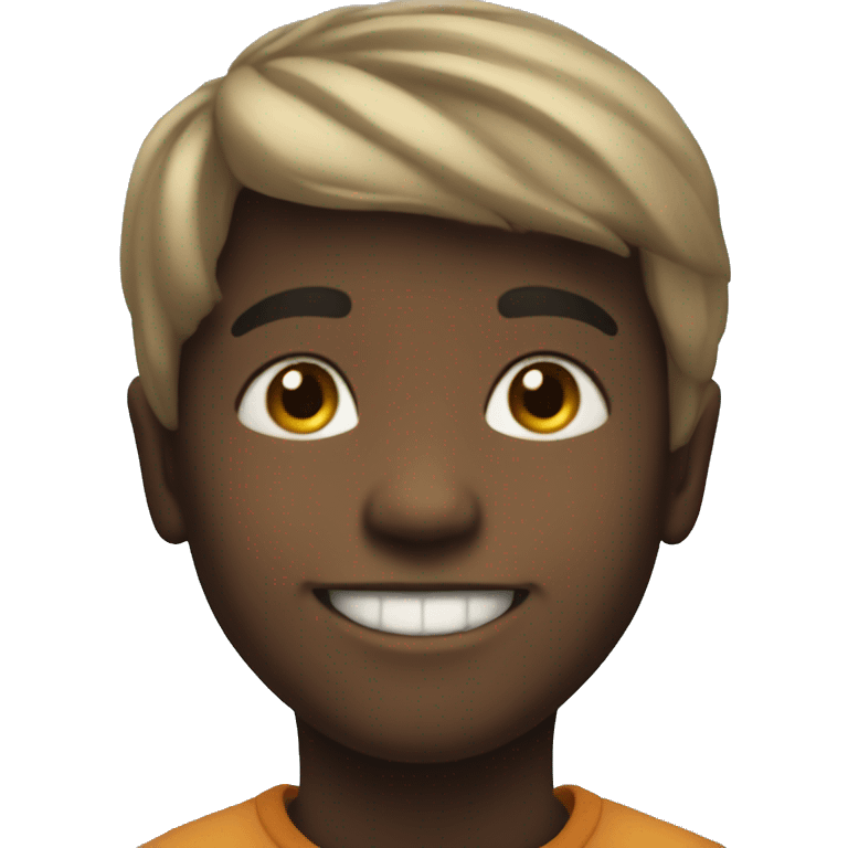 smiling boy portrait with blur emoji