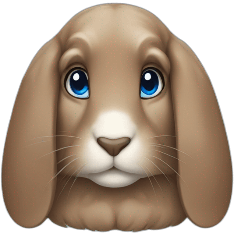 Brown lop rabbit with blue eyes emoji