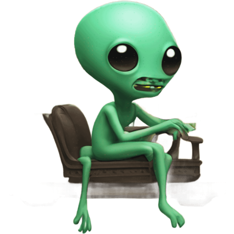 Alien riding a house backwards  emoji