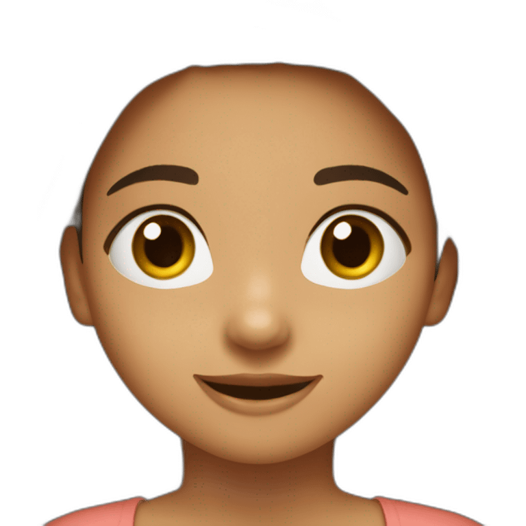 Niña 13 años pelo largo marrón, ojos grandes marrones, boca pequeña sonriente emoji