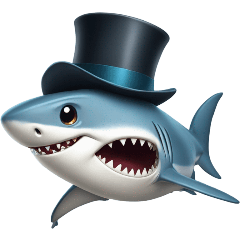 Shark with a top h emoji